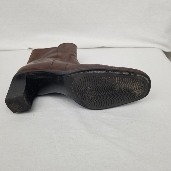 Antonio Melani brown leather ankle/chunky heel boots 9.5 M - Picture 6 of 13